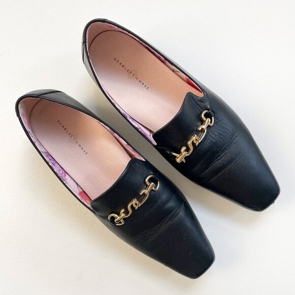 Scarlett Chase Leather Loafer Black Size 6.5 - Picture 4 of 12